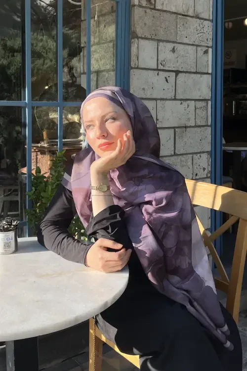 Lotus Desen Soft Şal - Lavanta 