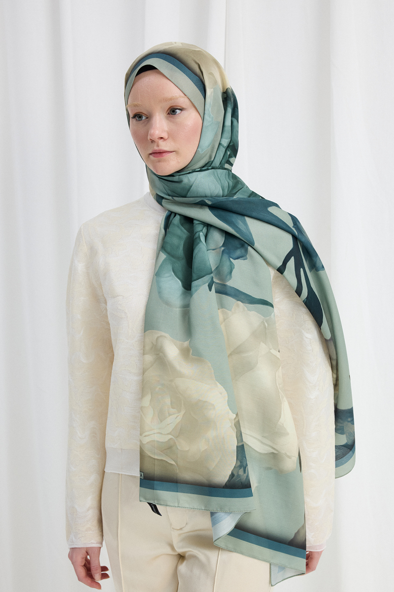 Lotus Desen Soft Şal - Mint - 2