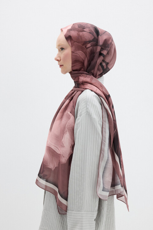 Lotus Desen Soft Şal - Pudra - Camellia Scarfs (1)