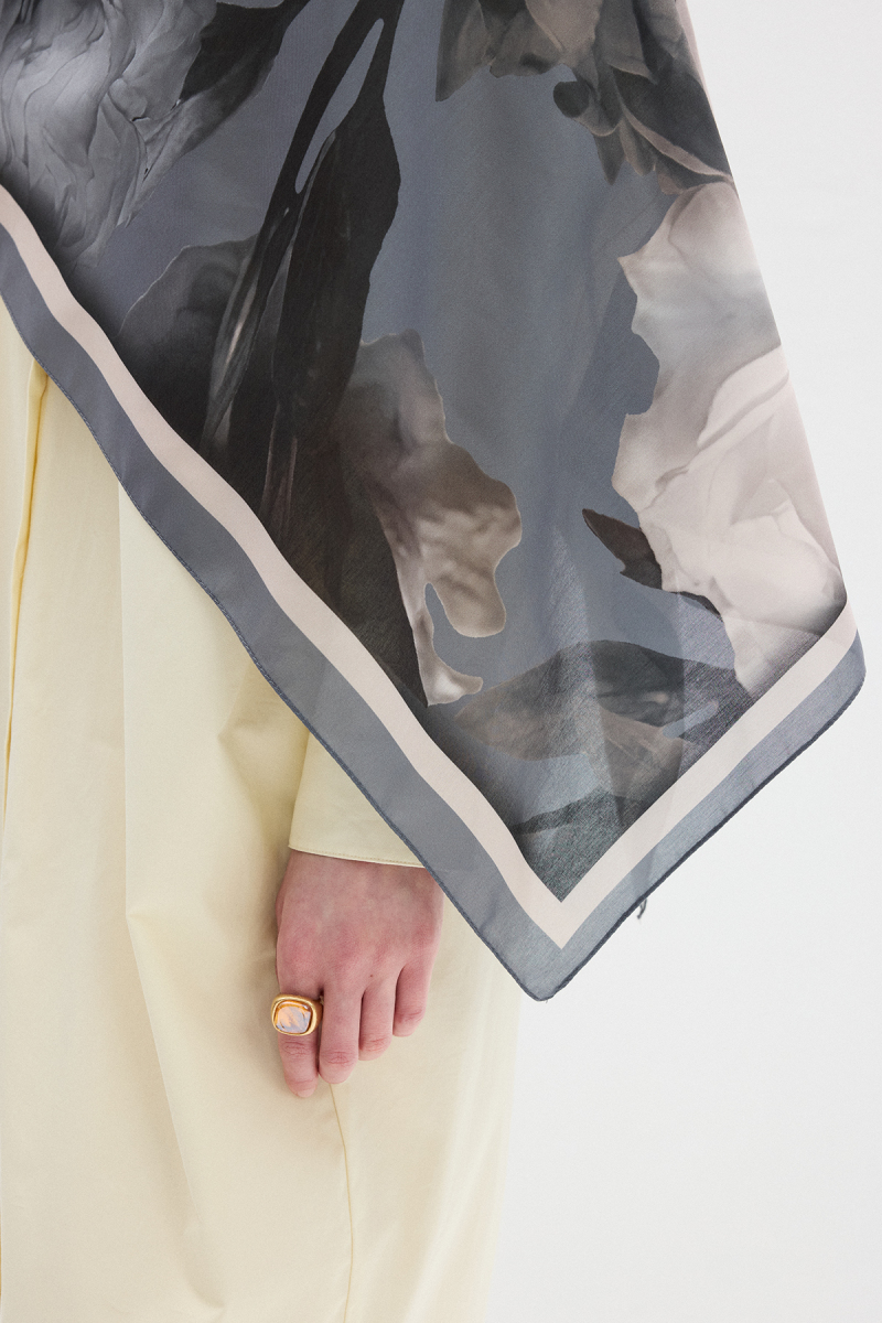 Lotus Desen Soft Şal - Soğuk Gri - 3