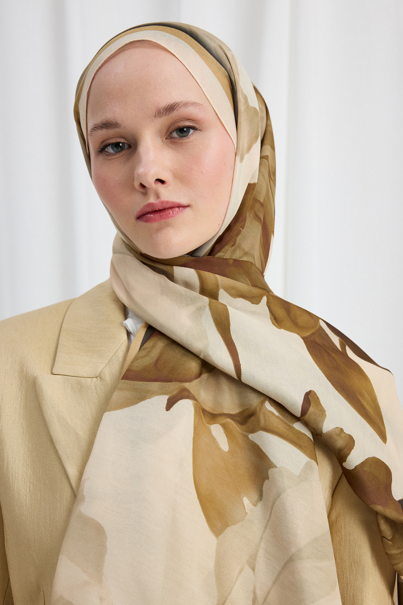 Lotus Desen Soft Şal - Tereyağ Sarısı - 3