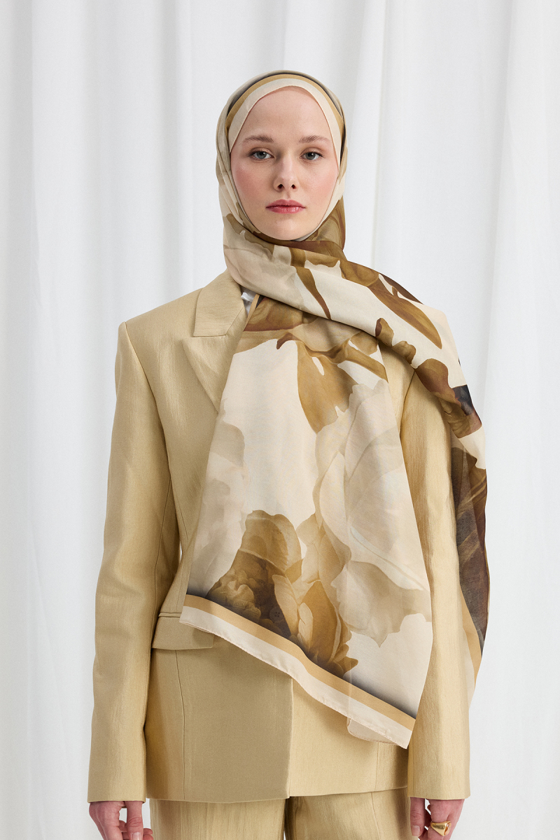Lotus Desen Soft Şal - Tereyağ Sarısı - 1
