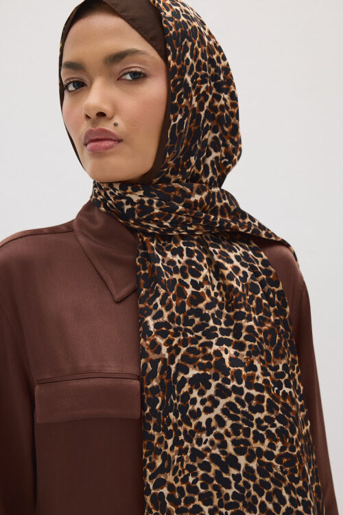 Lumier Leopar Desen - Acı Kahve - Camellia Scarfs (1)