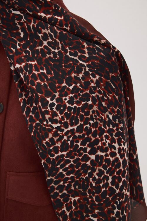 Lumier Leopar Desen - Bordo - Camellia Scarfs (1)