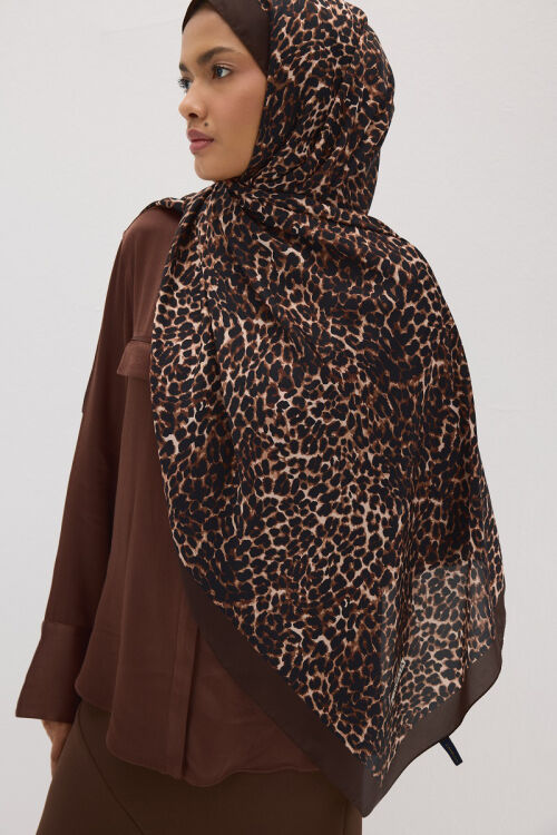 Lumier Leopar Desen - Kahve - Camellia Scarfs (1)