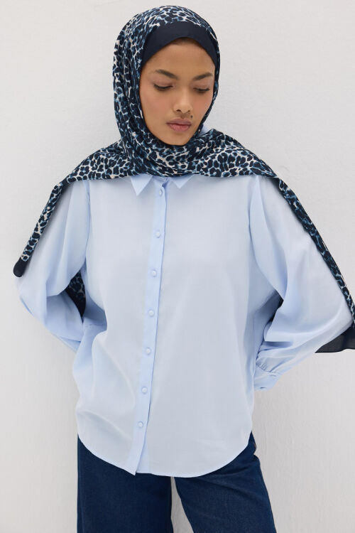 Lumier Leopar Desen - Mavi - Camellia Scarfs (1)