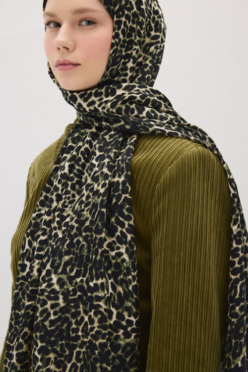 Lumier Leopar Desen - Yeşil - Camellia Scarfs (1)