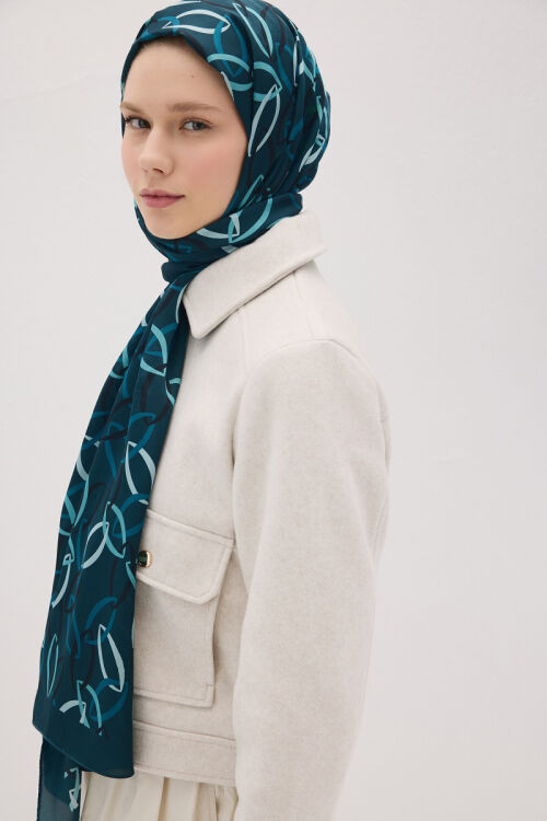 Lumier Nuance Desen - Petrol - Camellia Scarfs (1)