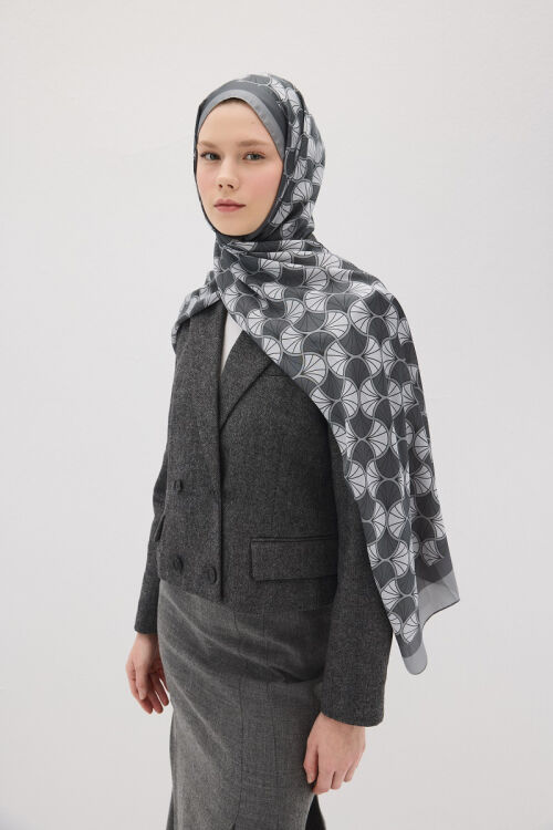 Lumier Vellum Desen - Gri - Camellia Scarfs (1)