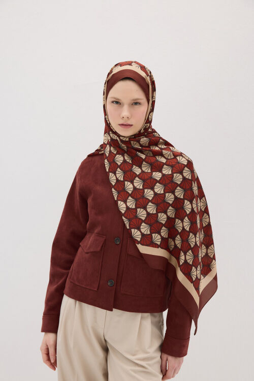 Lumier Vellum Desen - Kırmızı - Camellia Scarfs