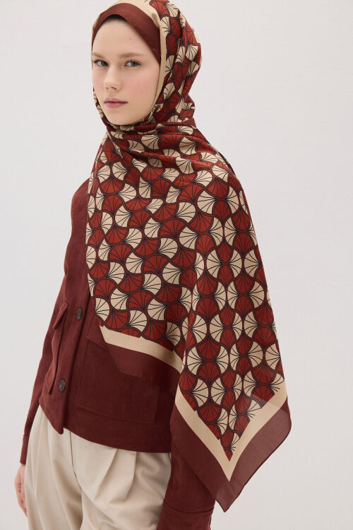 Lumier Vellum Desen - Kırmızı - Camellia Scarfs (1)