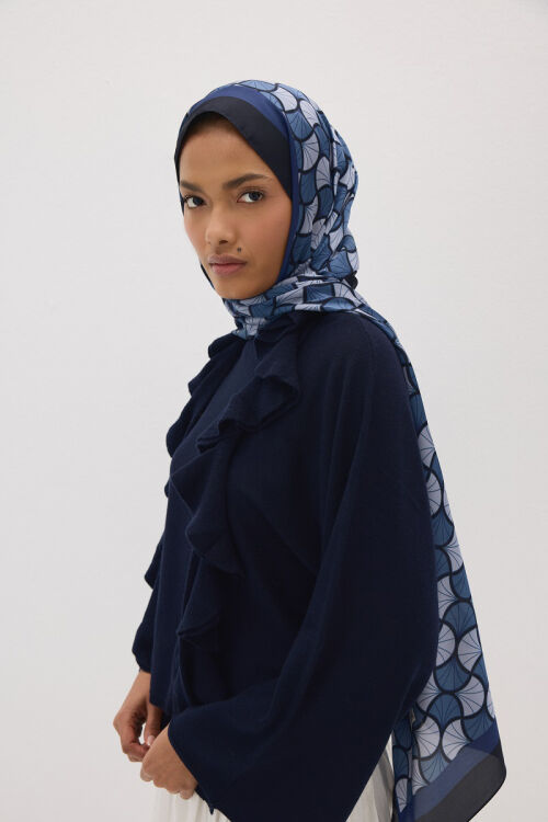 Lumier Vellum Desen - Lacivert - Camellia Scarfs