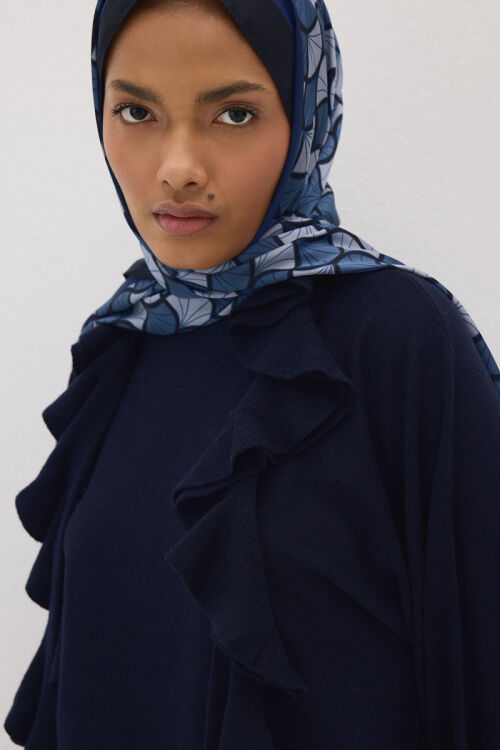 Lumier Vellum Desen - Lacivert - Camellia Scarfs (1)