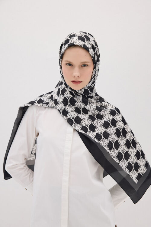Lumier Vellum Desen - Siyah - Camellia Scarfs