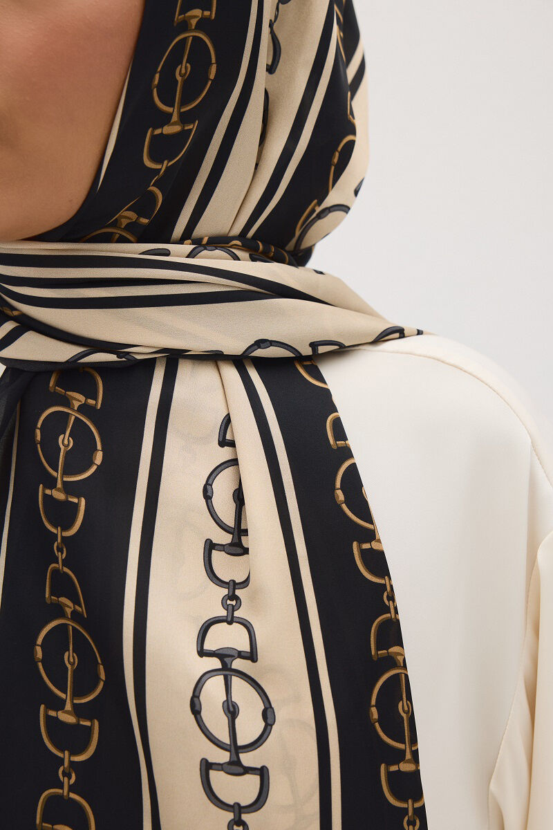 Lumier Zincir Desen - Bej/Siyah - 5