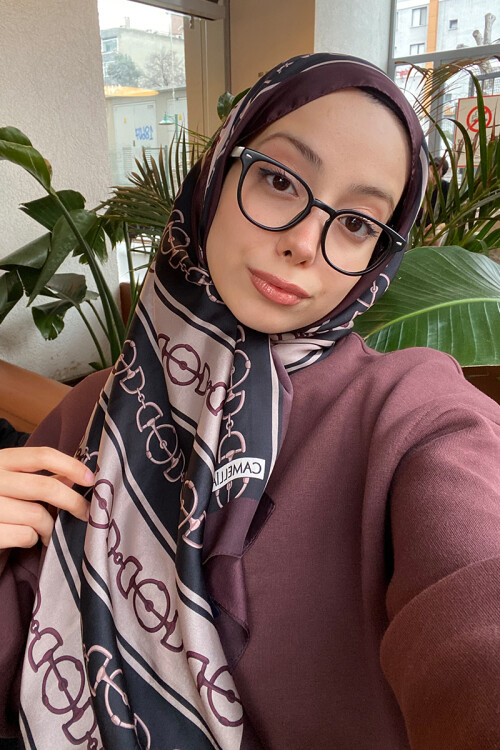 Lumier Zincir Desen - Bordo - Camellia Scarfs