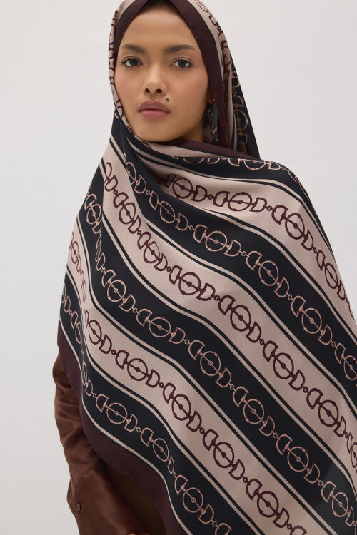 Lumier Zincir Desen - Bordo - Camellia Scarfs (1)