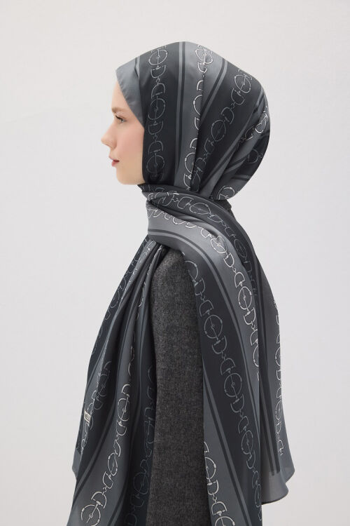 Lumier Zincir Desen - Gri - Camellia Scarfs (1)