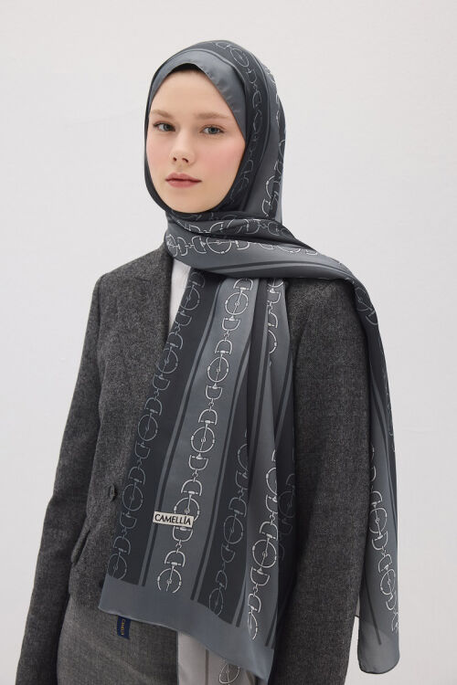 Lumier Zincir Desen - Gri - Camellia Scarfs