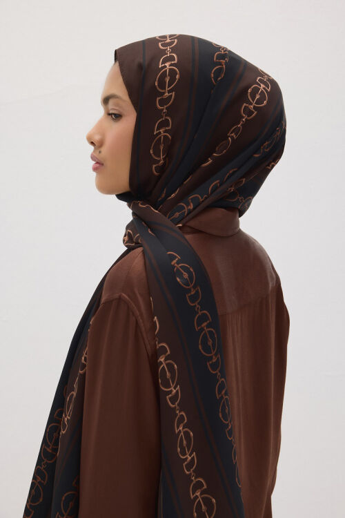 Lumier Zincir Desen - Kahve - Camellia Scarfs (1)