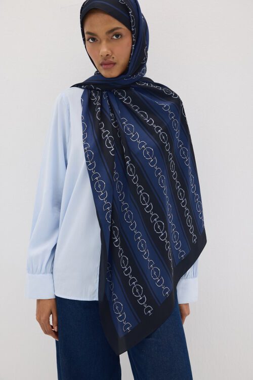 Lumier Zincir Desen - Lacivert - Camellia Scarfs