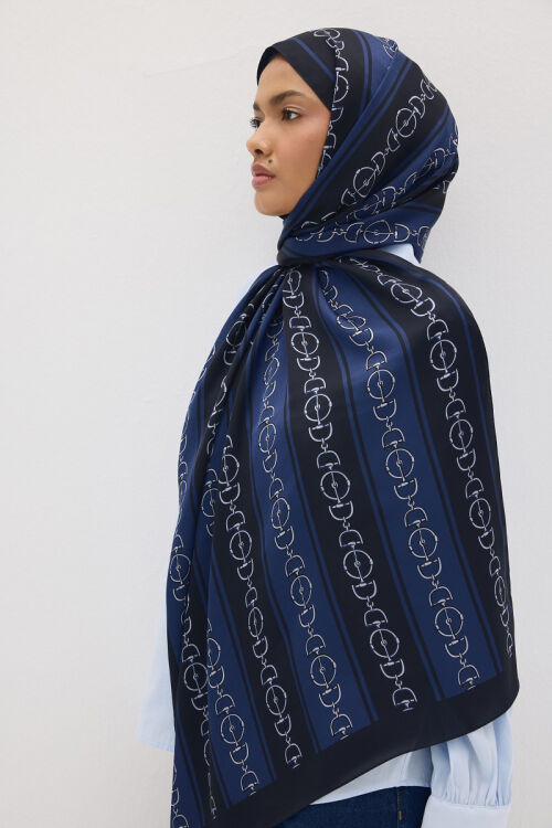 Lumier Zincir Desen - Lacivert - Camellia Scarfs (1)