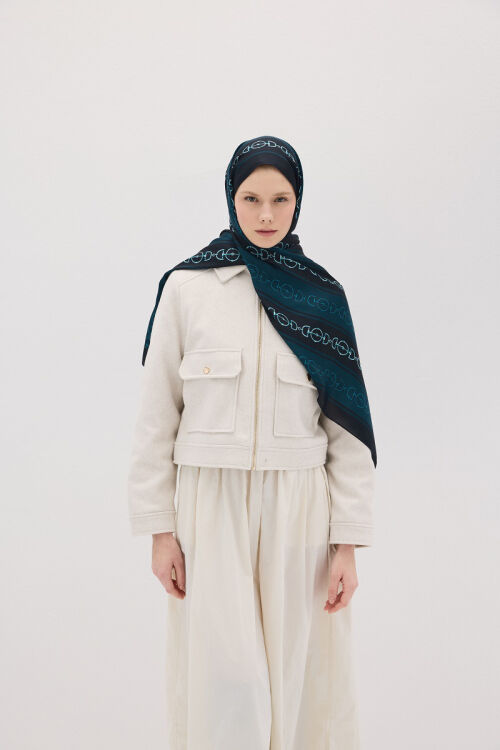 Lumier Zincir Desen - Mavi - Camellia Scarfs (1)
