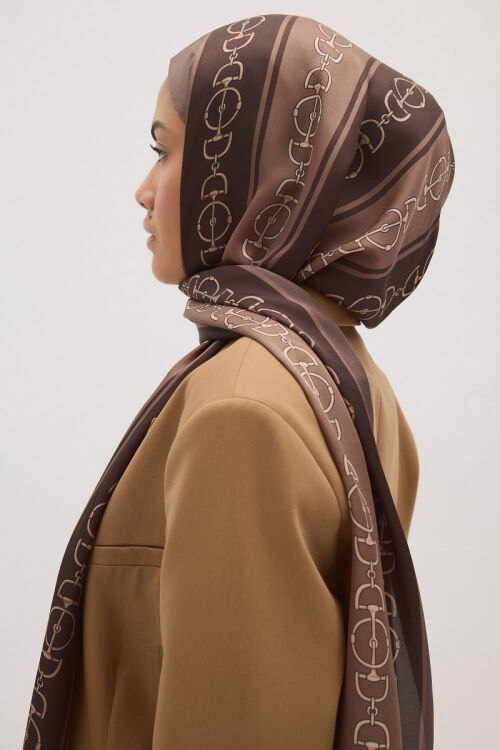 Lumier Zincir Desen - Mocha - Camellia Scarfs (1)