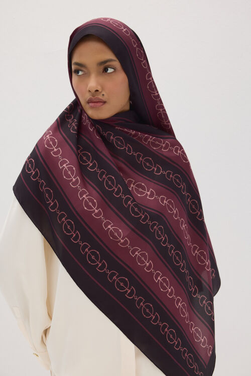Lumier Zincir Desen - Mürdüm - Camellia Scarfs (1)
