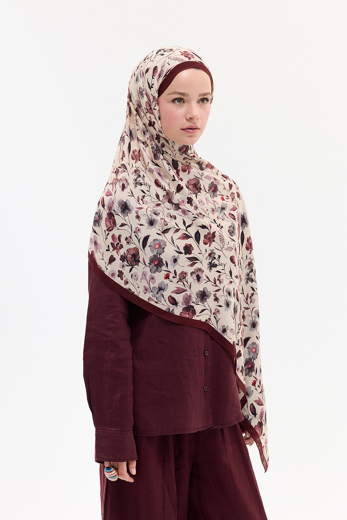 Lyra Rami Şal - Bordo - Camellia Scarfs