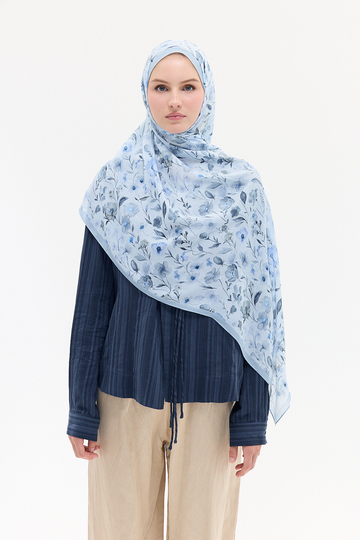 Lyra Rami Şal - Mavi - Camellia Scarfs
