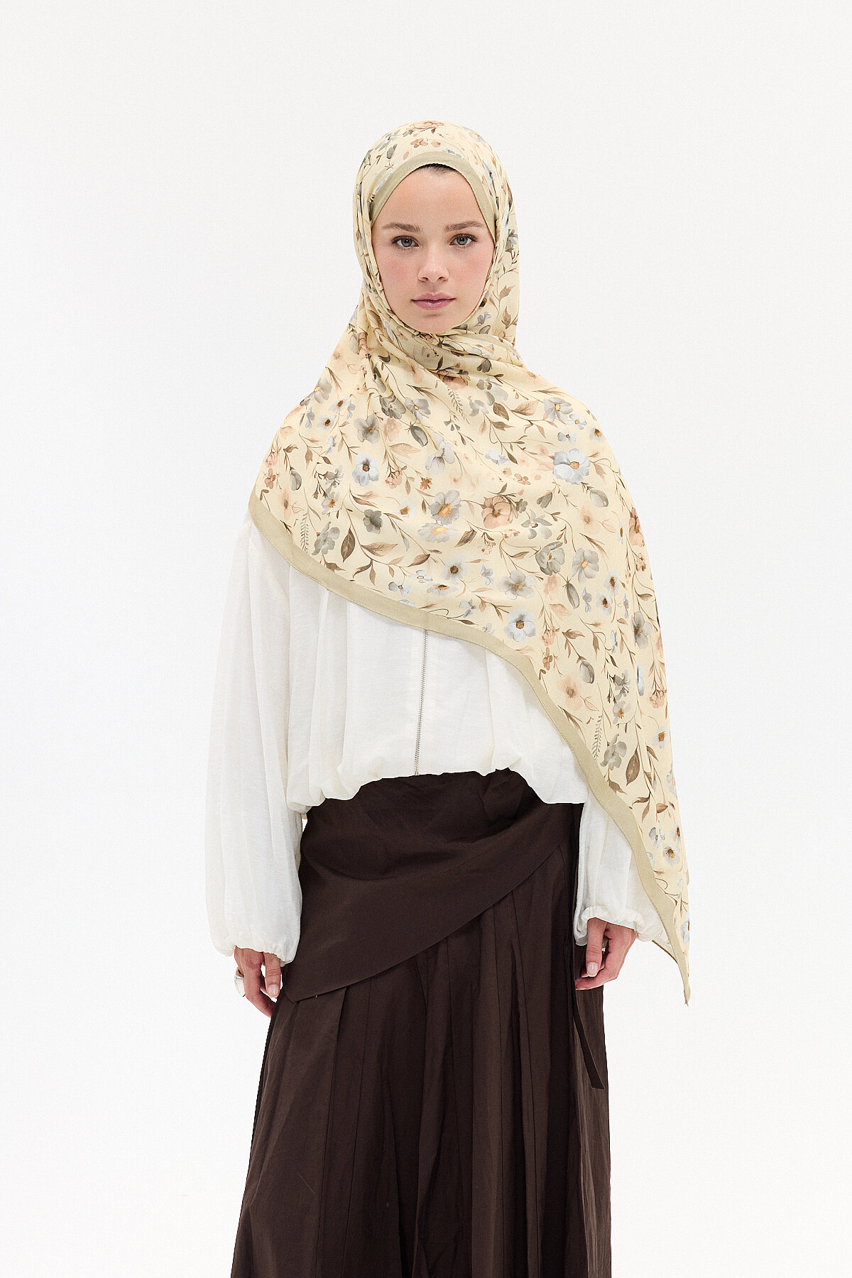 Lyra Rami Şal - Olive - Camellia Scarfs