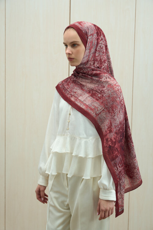 Mahzel Kraş Şal - Cherry - Camellia Scarfs