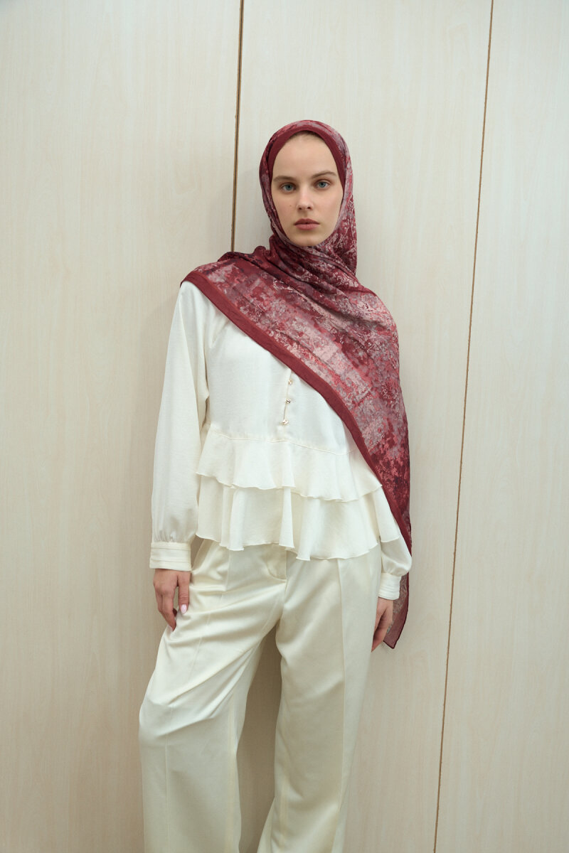 Mahzel Kraş Şal - Cherry - 3