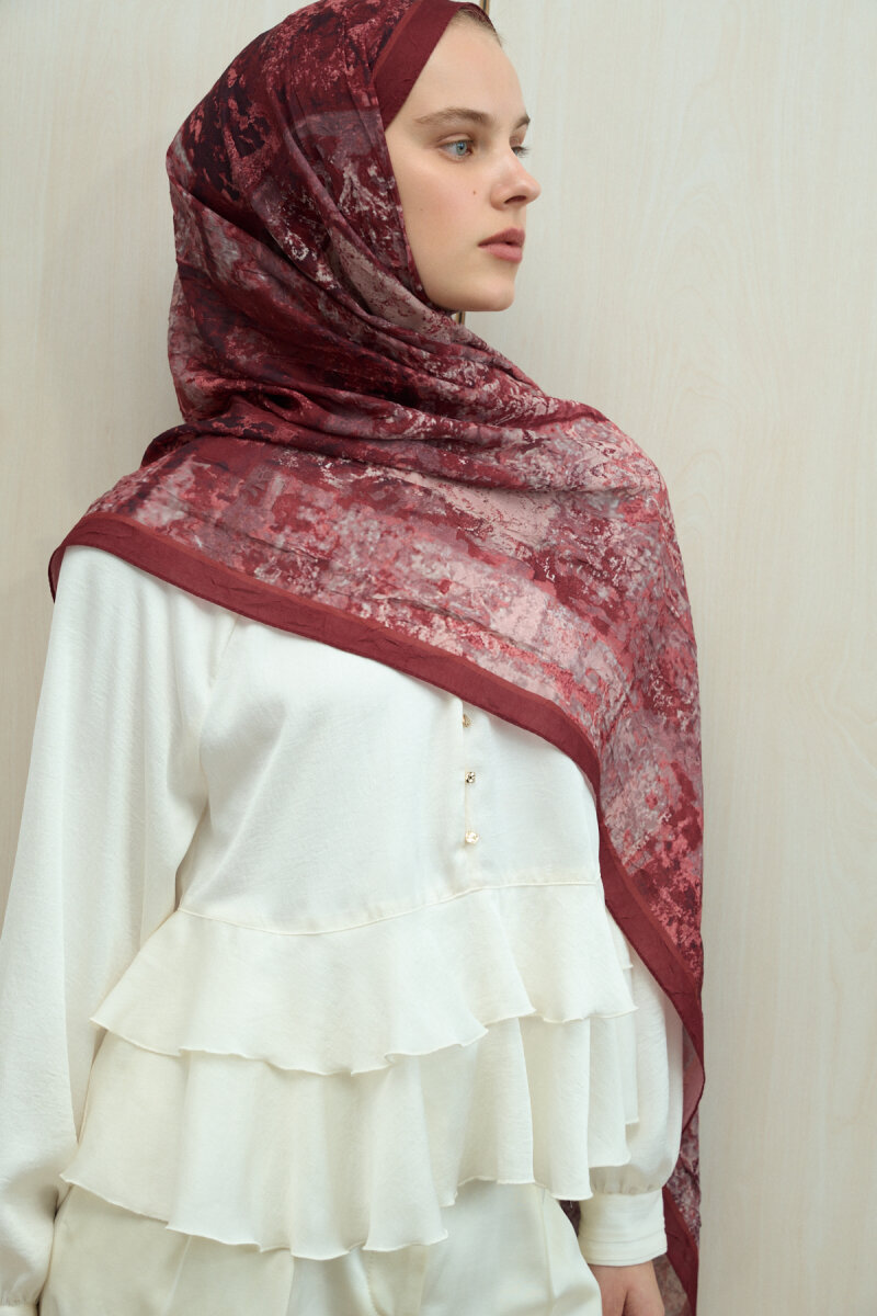 Mahzel Kraş Şal - Cherry - 4