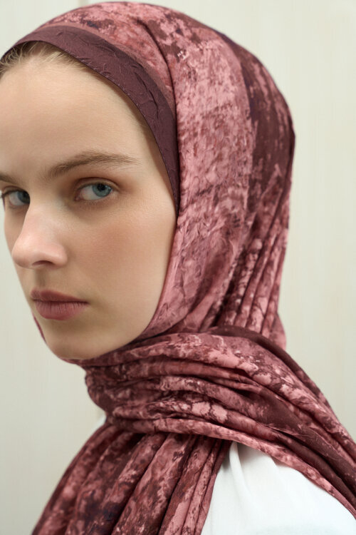 Mahzel Kraş Şal - Kahve Pudra - Camellia Scarfs (1)