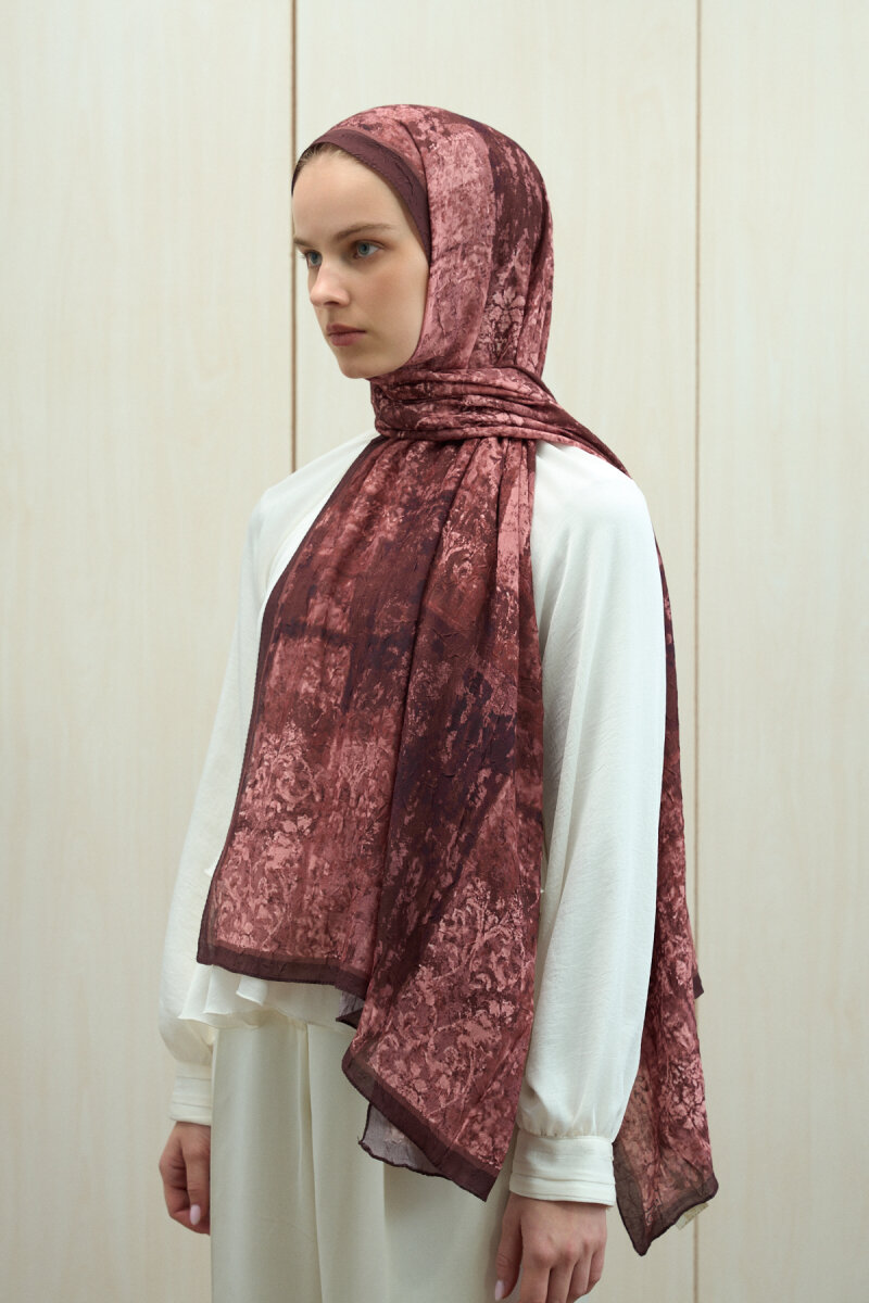Mahzel Kraş Şal - Kahve Pudra - 3