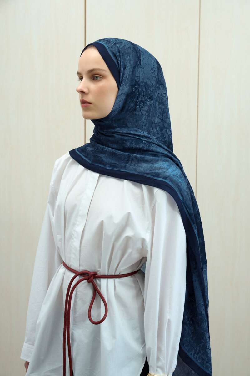 Mahzel Kraş Şal - Lacivert - 1