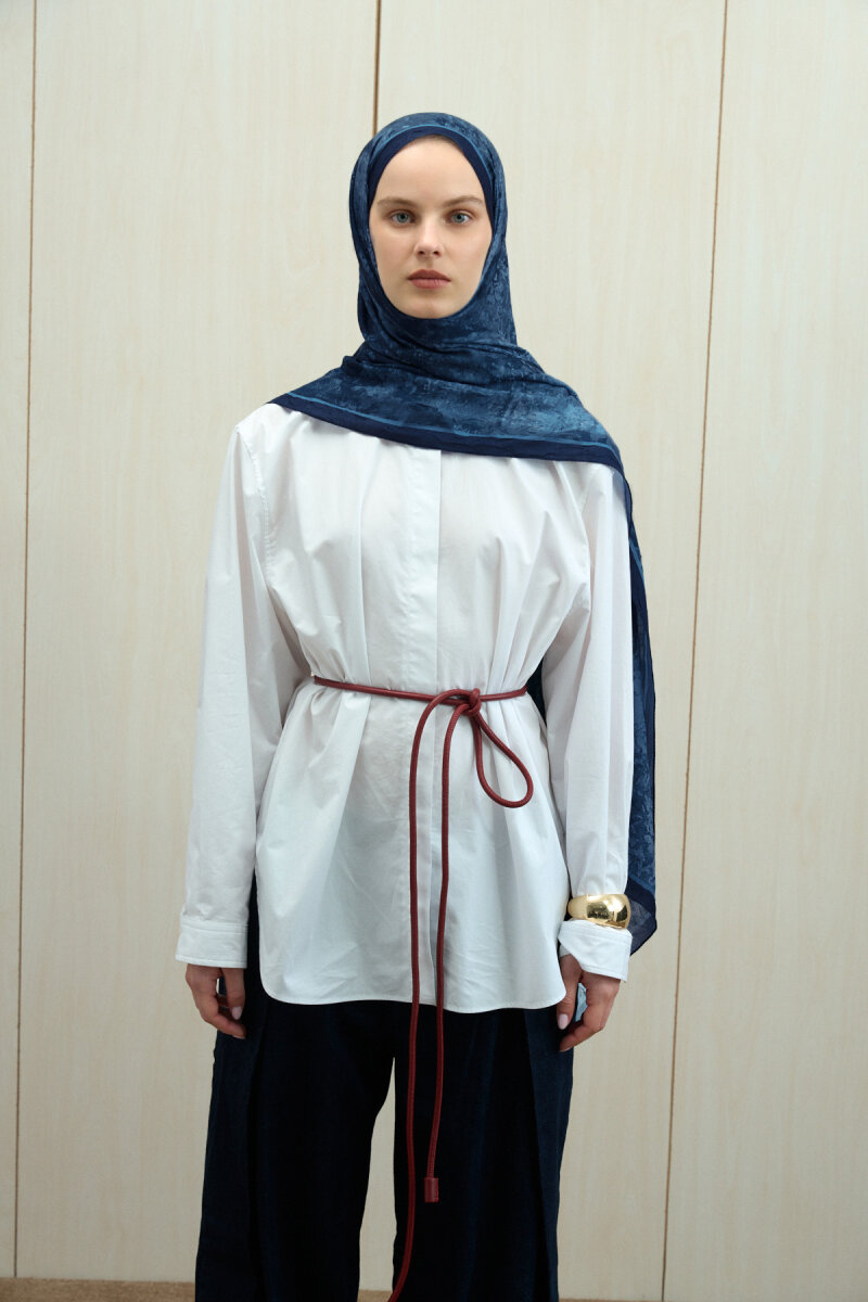 Mahzel Kraş Şal - Lacivert - 2