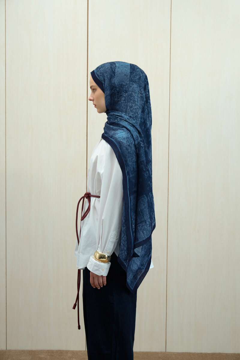 Mahzel Kraş Şal - Lacivert - 4