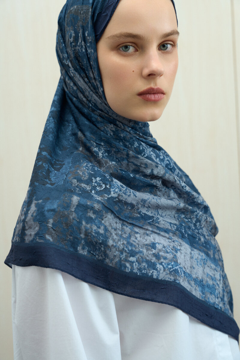 Mahzel Kraş Şal - Lacivert-Gri - 3