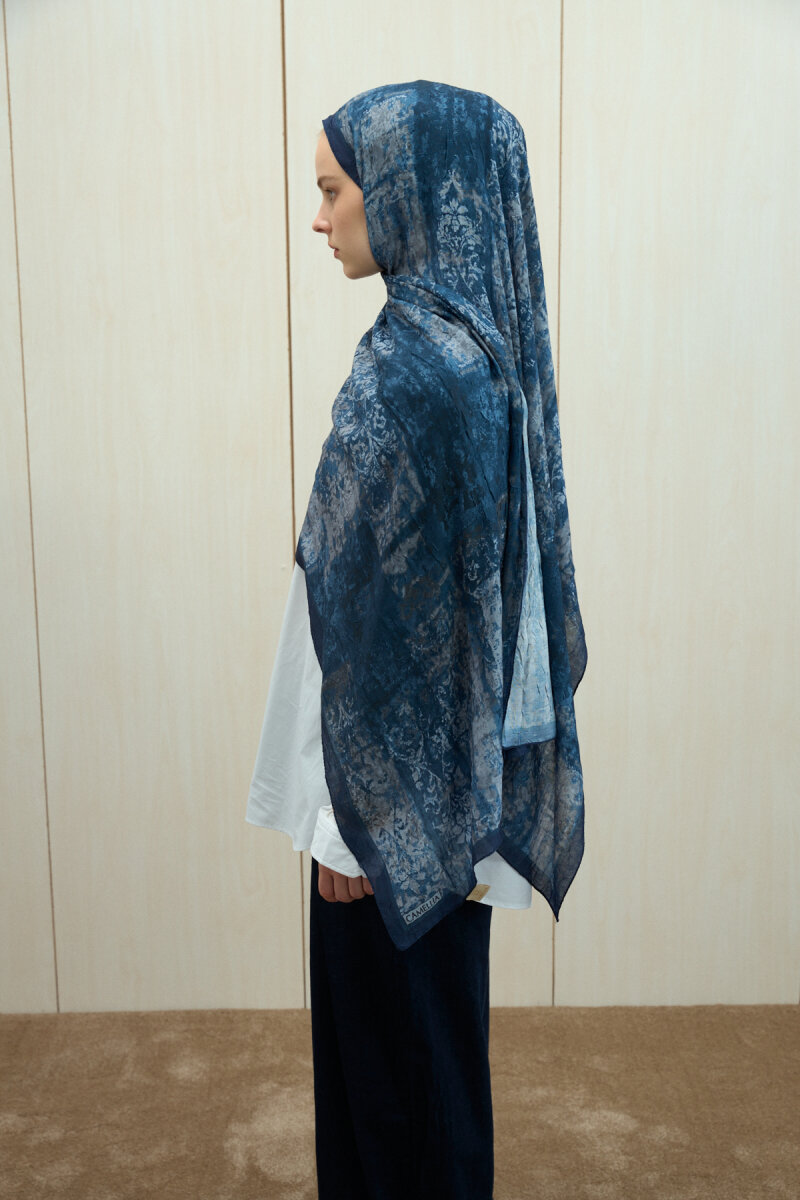 Mahzel Kraş Şal - Lacivert-Gri - 4