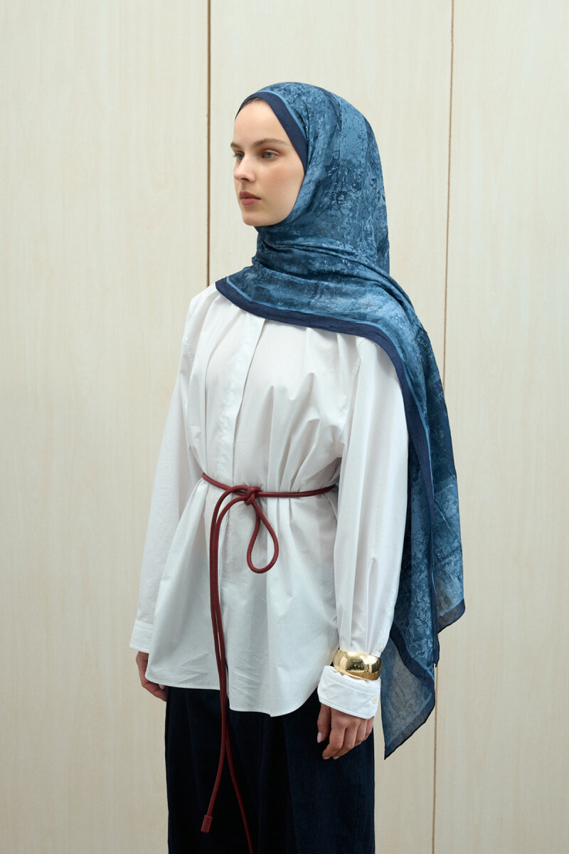 Mahzel Kraş Şal - Lacivert - 1