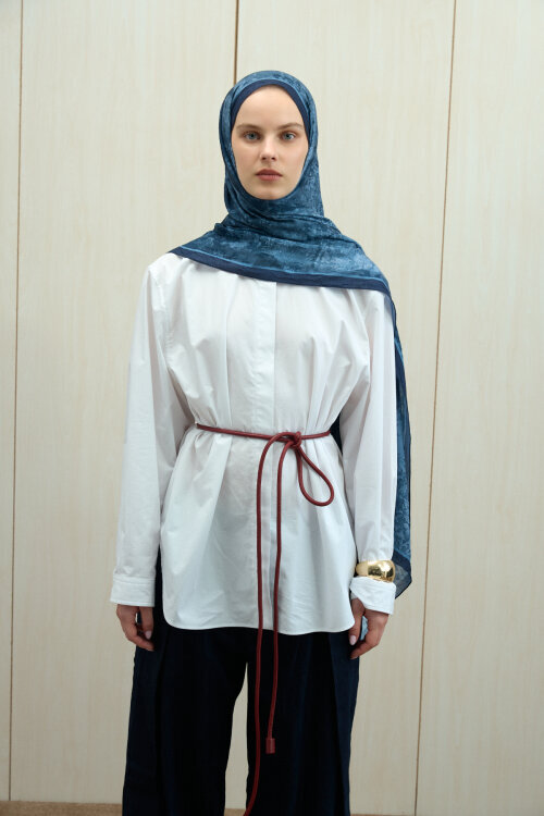 Mahzel Kraş Şal - Lacivert - Camellia Scarfs (1)