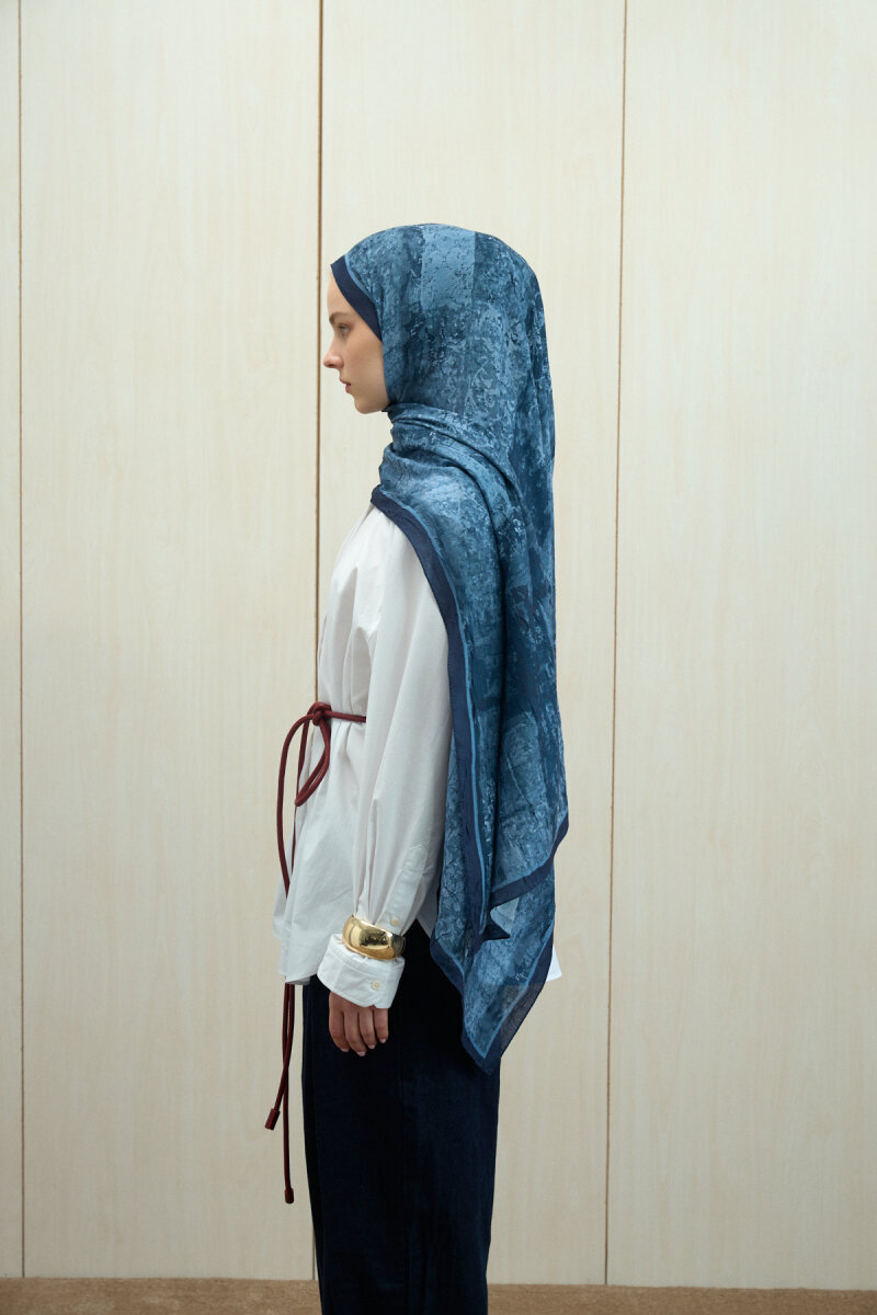 Mahzel Kraş Şal - Lacivert - 3