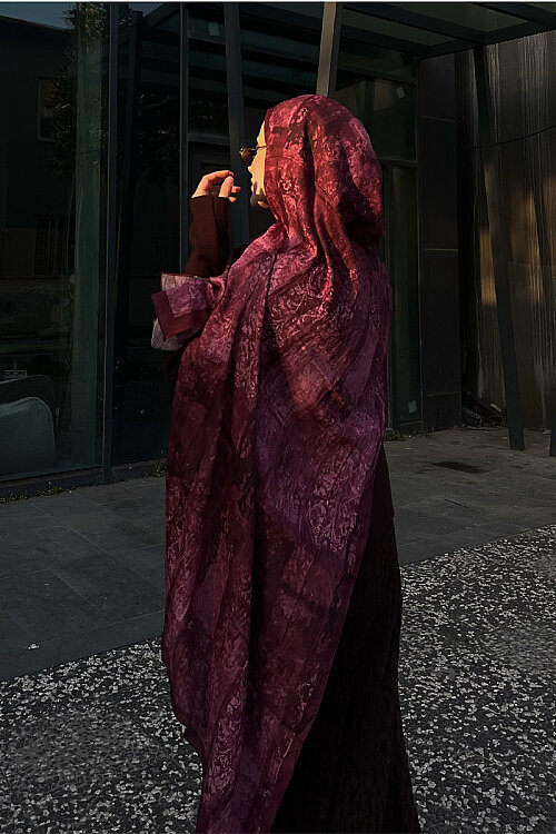 Mahzel Kraş Şal - Mürdüm - Camellia Scarfs (1)