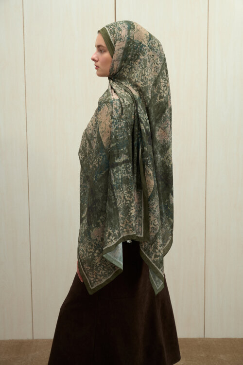 Mahzel Kraş Şal - Yeşil - Camellia Scarfs (1)