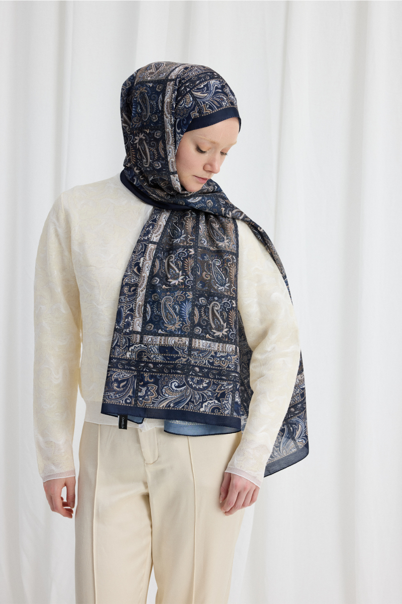 Marly Soft Şal - Lacivert - 2