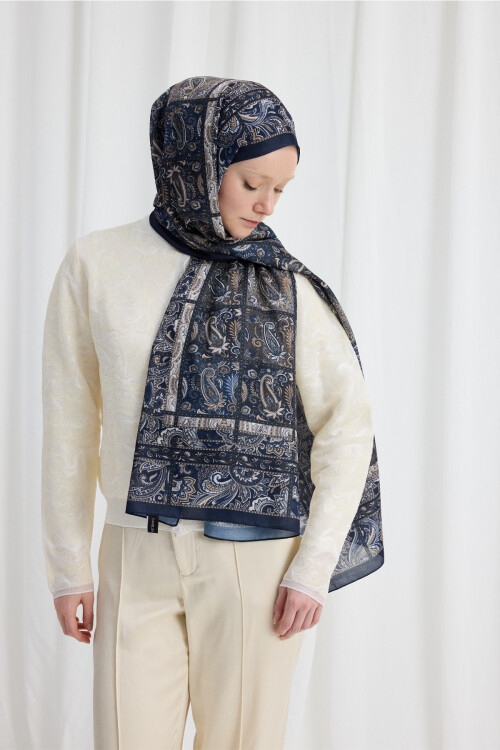 Marly Soft Şal - Lacivert - Camellia Scarfs (1)