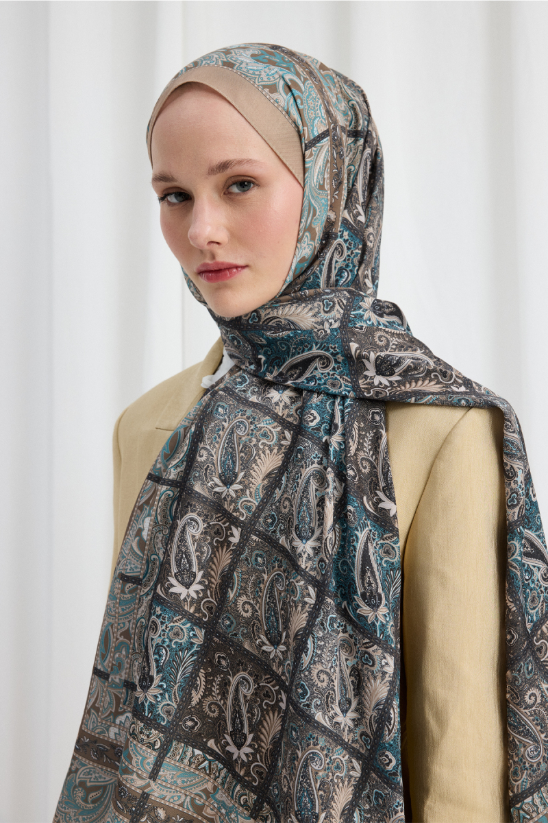 Marly Soft Şal - Mavi - Kahve - 4